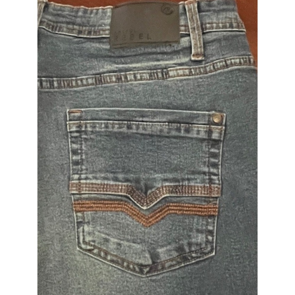 Artful‎ Rebel Mens Medium Wash Cuffed Stretch Denim Shorts Size 34W Skater EUC